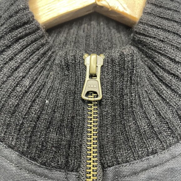 L.L. Bean Womens Commando Sweater Jacket L Merino Wool Black Full Zip - Picture 2 of 6